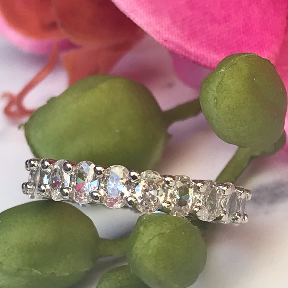 White Gold over 925 diamond eternity wedding ring - Picture 9 of 14